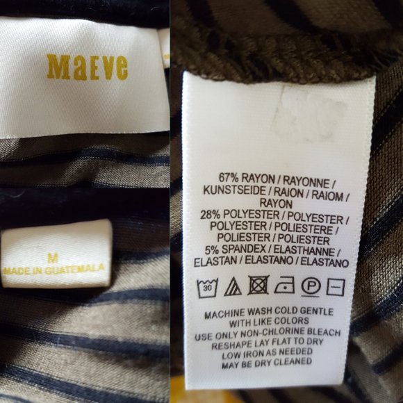 Maeve Olive Green Striped Leila Faux Wrap Blouse - Picture 3 of 3